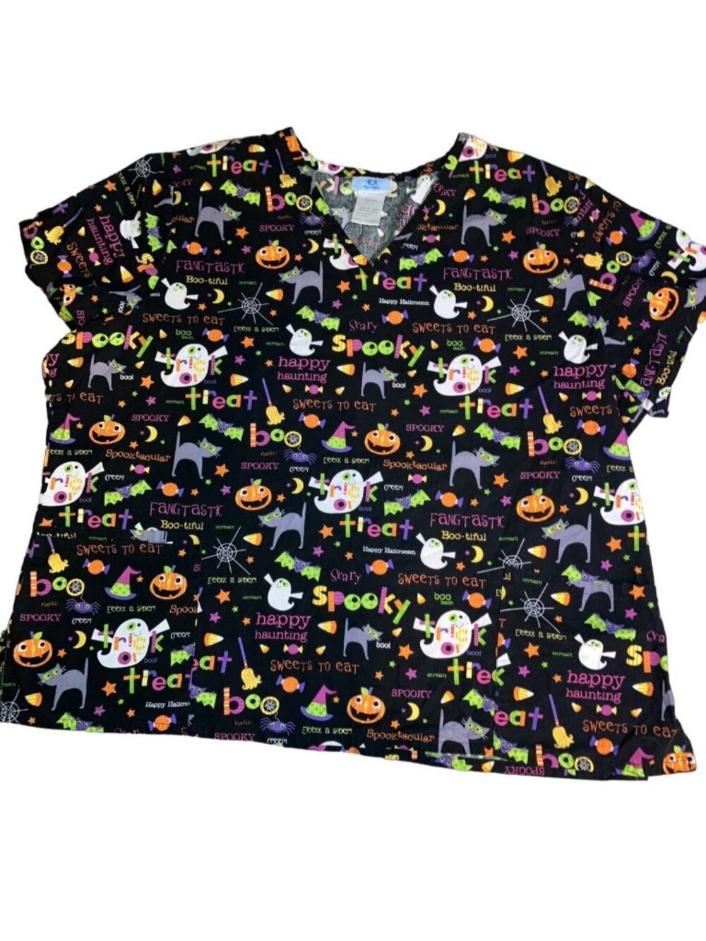 Spooky Halloween Medical Nurse Scrub Top Ghosts, Pumpkins Size 2X By SB SCRUBS
